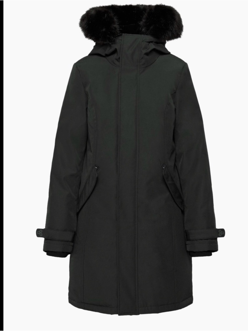 TNA Black Faux-Fur Lined Hooded Puffer Jacket